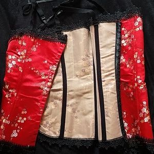 Red oriental lace corset